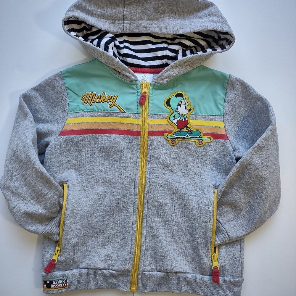Disney Mickey Mousse Full Zip Hoodie Jacket Sweatshirt Skate Colorful Kid Size 4